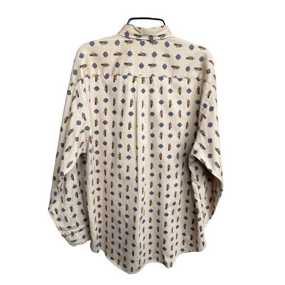 VINTAGE 90'S NAUTICA MEN'S LONG SLEEVE COTTON GOLF MOTIF BUTTON DOWN SHIRT SZ L - Picture 2 of 6